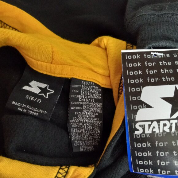 Starter Size S 6 7 Hoodie Sweatshirt Boys Fleece Black Yellow Logo NEW - Picture 5 of 6